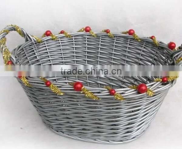Handmade Wicker Christmas Gift Basket Empty Wicker Easter Basket photo-6