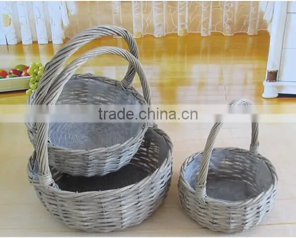 Hotsale Grey Wicker Plastic Lined Plant Basket Wicker Baskets for Flower Plants photo-2