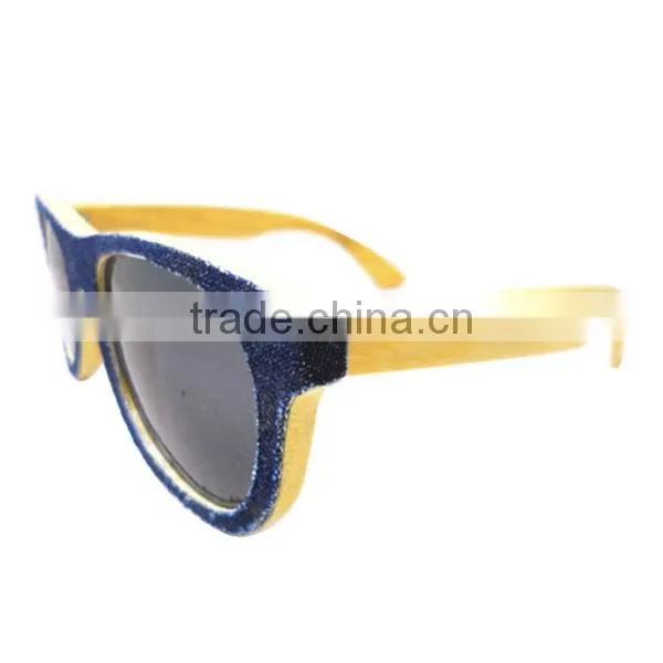 Denim + Wooden Frame Sunglasses Hot Selling Wooden Eye Glasses Special Design Sunglasses photo-4