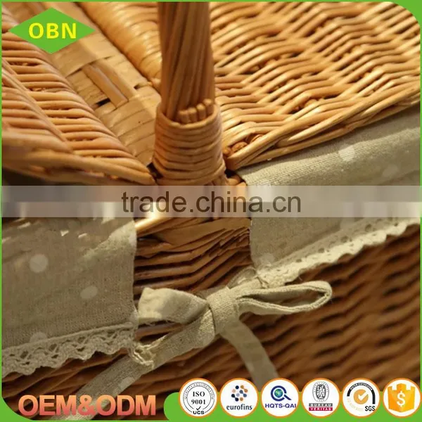 Custom China Hand Woven Eco-friendly Material Cheap Handle Empty Wicker Picnic Baskets With Lid photo-6