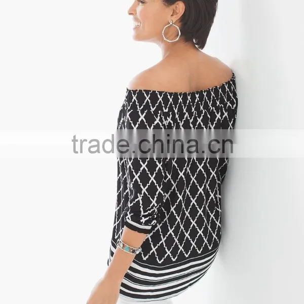 Women's Rayon Print off Shoulder Blouse photo-2