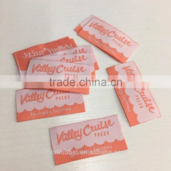 2017 Hjgh Quality Satin Damask Woven Labels for Clothing photo-4