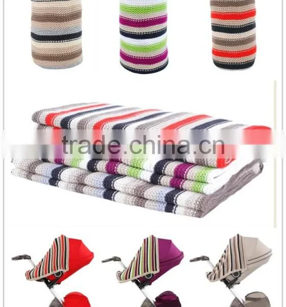 Wholesale Price Knitted Blanket, Colorful Stripe Knitted Baby Blanket, Handmade Knitted Throw Blanket