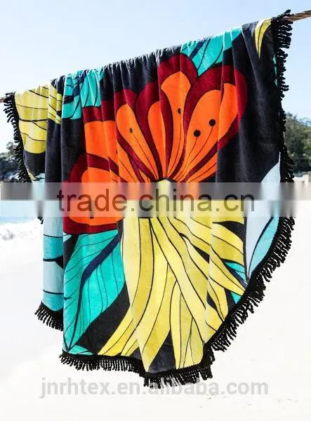 Cotton Velour Promotions Logos Australian The Beach People Roundie Towel With Tassel Fringe photo-4