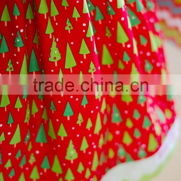 2017 Toddler Girls Christmas Tree Red Dress With Lace Trim Kids Printed Dress photo-3