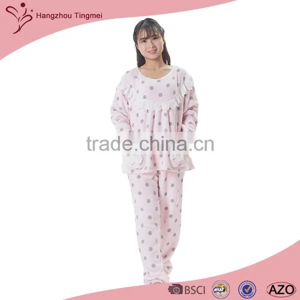 Eco-friendly Soft Anti-bacterial Pink Pajamas/100% Polyester Bathrobe photo-3