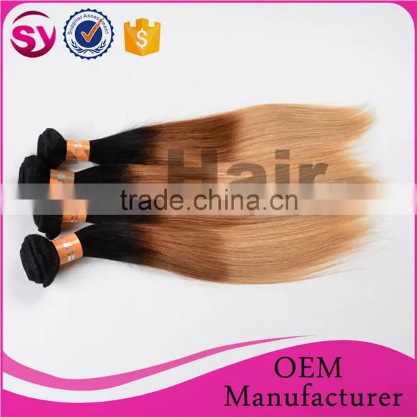 Black Rose Straight Colored Brazilian Ombre Weave Hair, Wholesale Three Tone Ombre Colored Human Hair Extension photo-2