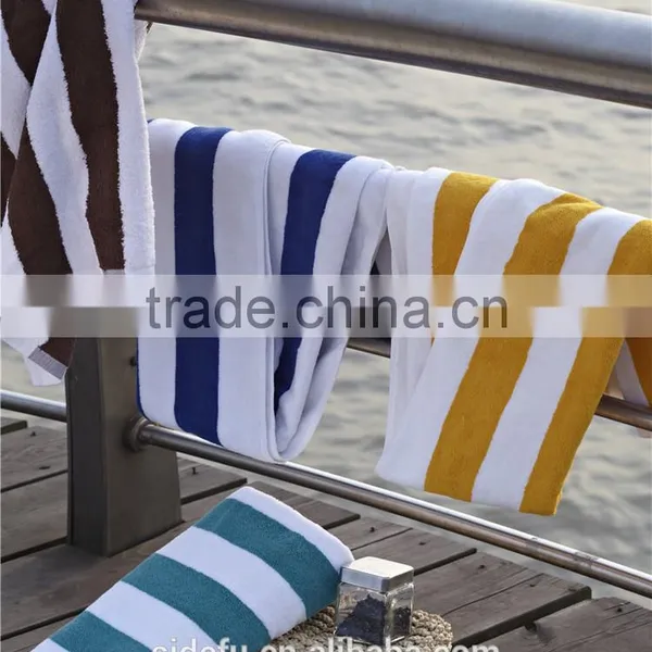 Hot Sell White And Blue Cotton Stripe Custom Beach Towel photo-2