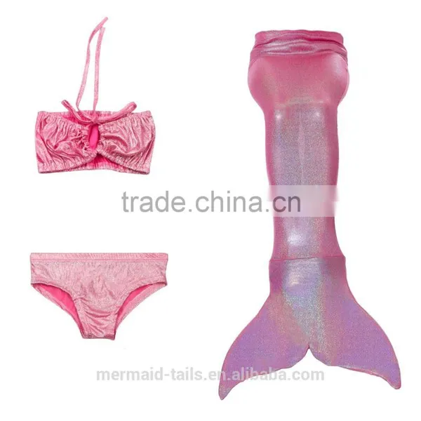 3pcs Girl Kids Mermaid Tail Swimmable Mermaid Swimsuit Girls Bikini Set Bathing Suit Swimwear 3-12 Years Old photo-5