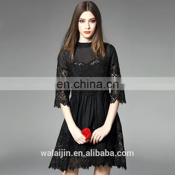Lace Panel Mock Neck Lolita Dress 2016 Ladies OEM Dress