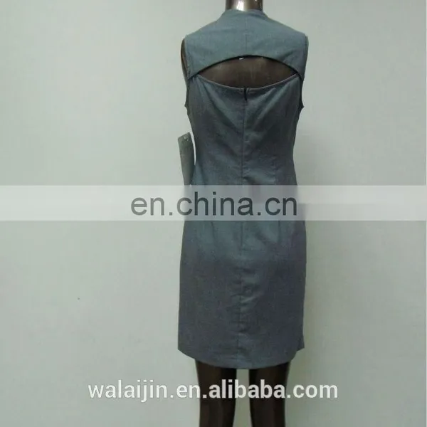 Simple and Cute Back Hollow Out Design Office Lady Tea Dress photo-3