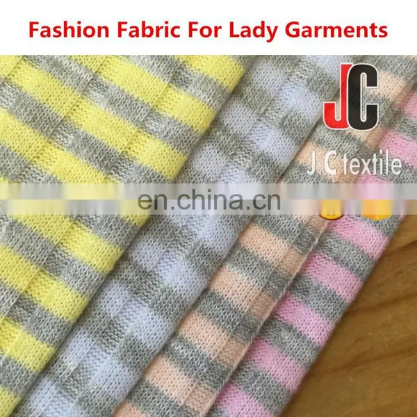 Shaoxing JC Rib Fabric Composition T/R Spandex Stirpe Rib Fabric Knit photo-4
