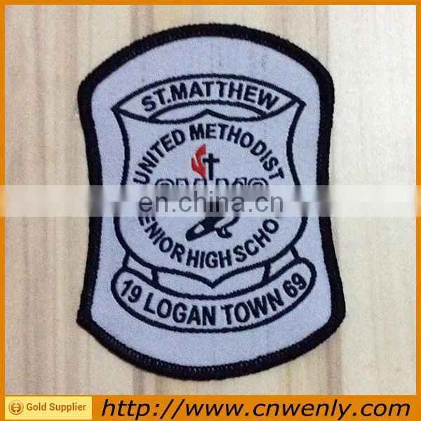 Customized Garment Fabric Woven Badge for Schools