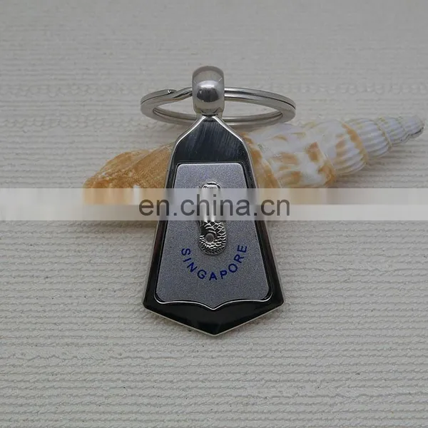 Custom Logo Singapore Design Metal Keychain/promotional Zinc Alloy Foil Keyring photo-6