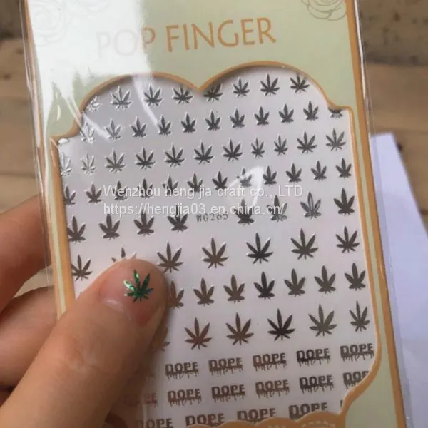 Nail Art 3D Decal Stickers Self Adhesive Weed Nail Sticker Pot Weed Leaf Designs Tool Manicure Decoration photo-3