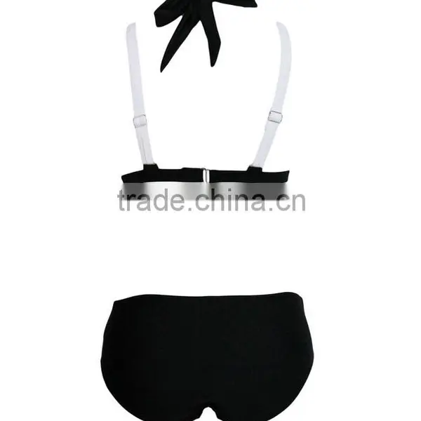 2016 New Design Girl Sexy European Style Bikinis Black and White Women's Bikini Style Free Samples photo-4
