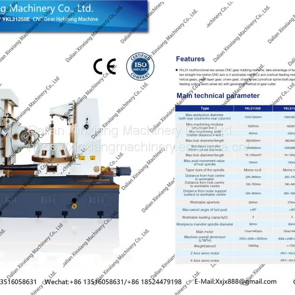 China YKL31160E Cnc2 Gear Hobbing Machine With Siemens System 828d photo-2
