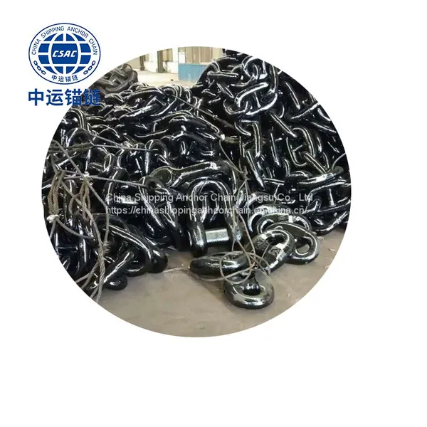 64mm Black Painted Floating Wind Power Platform Studless Link Anchor Chain
