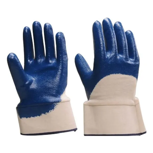 Oil and Gas Resistant Cotton Jersey Liner Safety Cuff Nitrile Rubber Coated Heavy Duty Industrial Rubber Gloves photo-5