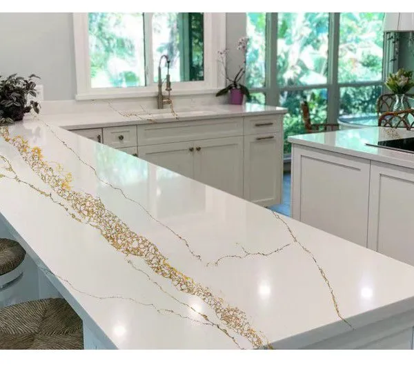Code：6102，Calacatta Artificial Stone Quartz Slab Kitchen Countertops photo-3