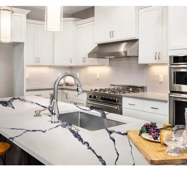Code：8031，Calacatta Artificial Stone Quartz Slab Kitchen Countertops photo-3