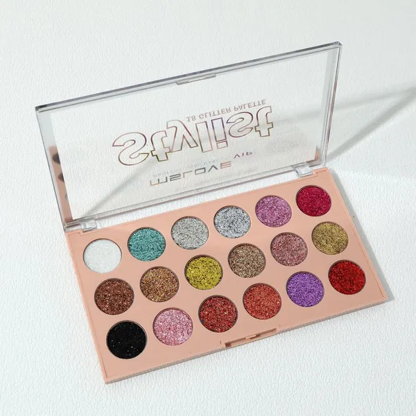 18 Makeup Glitter Color Palette Eyeshadow Customized Logo Duochrome Pressed Glitter Eyeshadow La Sombra De Ojos photo-2