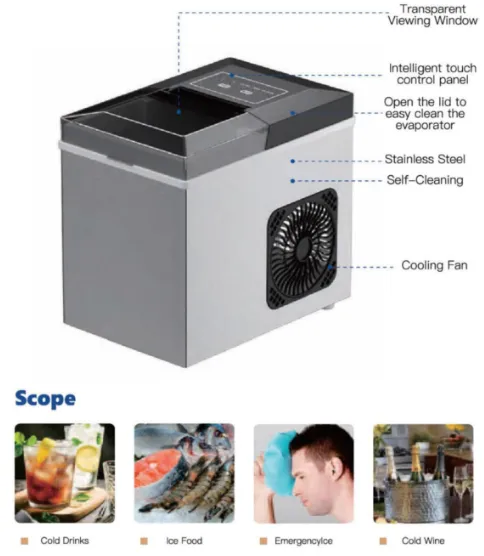 Ice Maker - 7pcs Bullet Shape, Stainless Steel Body, Capacity: 10kg/24h, Fast Ice Making, Self-cleaning photo-5