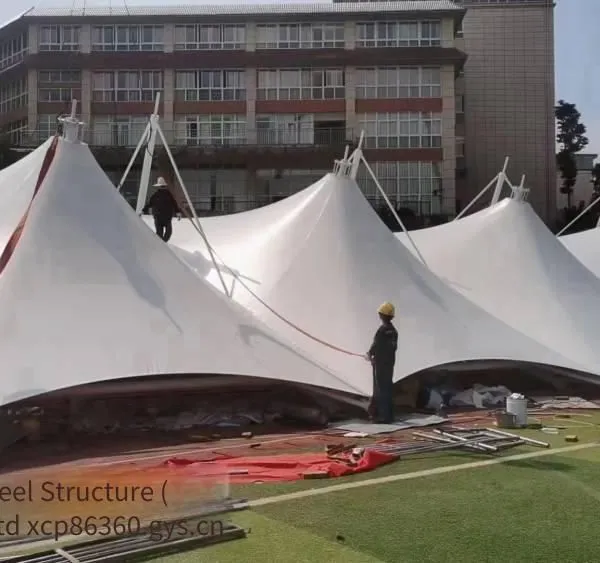 Membrane Structure Entrance Gatehouses for Residential Communities, Membrane Structure School Stands, Production, Construction and Installation of Pvdf Membrane Structure Stadium Roofs photo-3