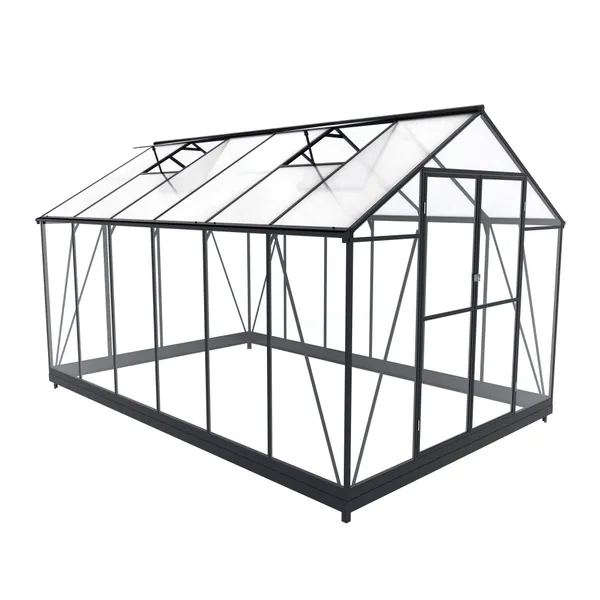 Modern Aluminum Garden Greenhouse Kit With Polycarbonate Panels and Roof Vent for Outdoor Plant Growing