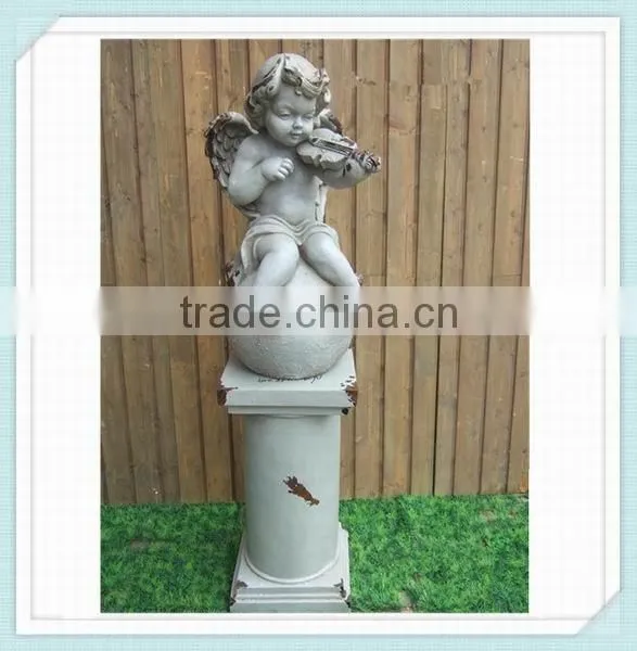 Garden Little Violinist Boy Angel Statue photo-2