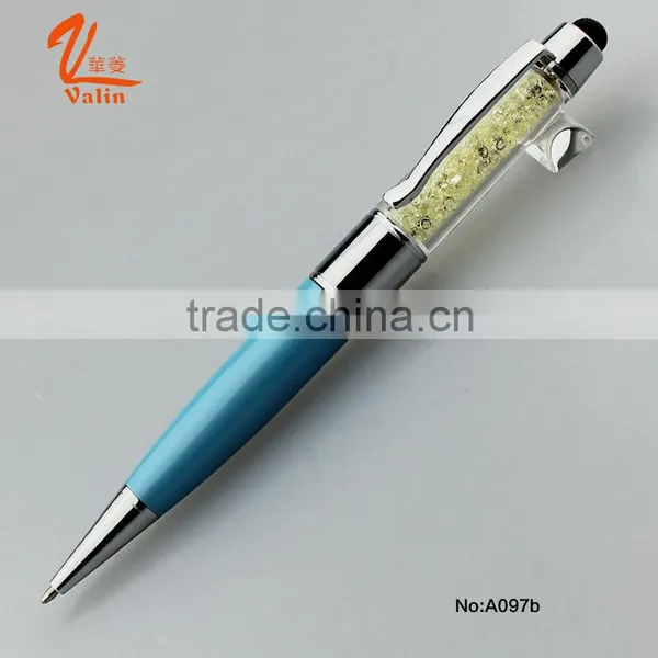 2016 Valin Blue USB Disk Metal Ball Pen With Crystal Touch Screen photo-2