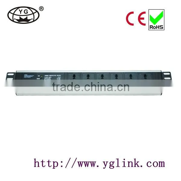 10A 19"1.5U 6ways With Three Lamp Lightning Protection Universal Type Power Binet PDU Rack PDU