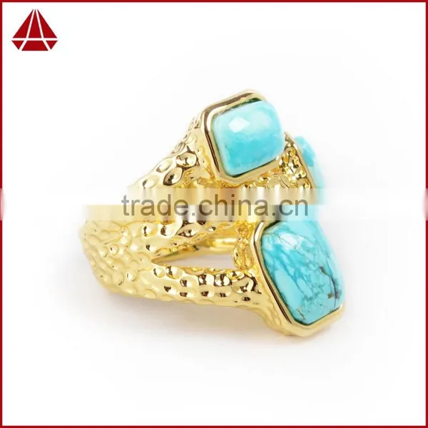 Three Stone Turquoise Ring Size:6~8 photo-2