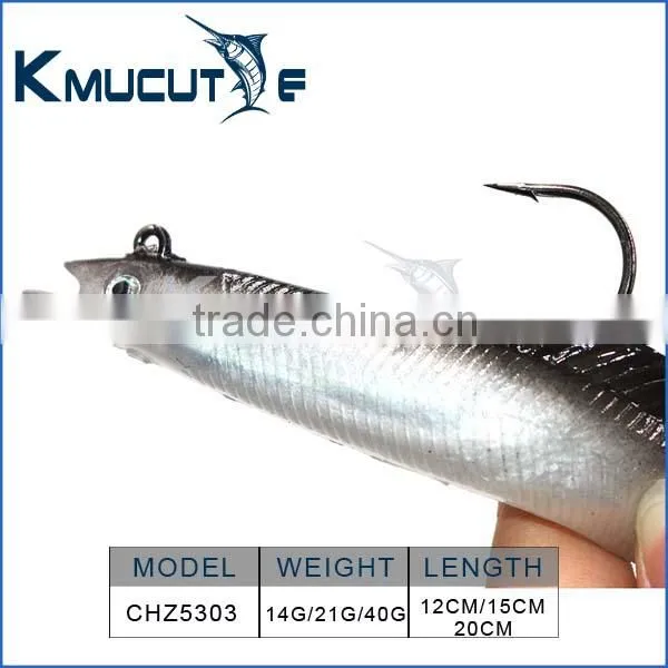 Artificial Bait Type Soft Plastic Sandeel Fishing Lures Pollock Catchers Lures 12cm/15cm/20cm photo-6