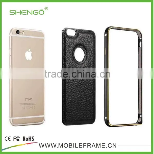 Metal Bumper With Leather Cover Phone Case for IPhone6/6P photo-5