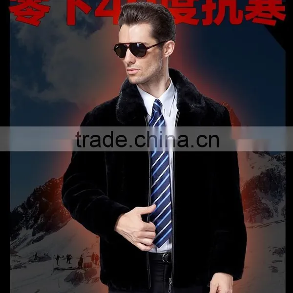 Newest Genuine Short Sheep Wool Fur Coats With Mink Fur Collar Men European Fashion Winter Coats 2014 "11"