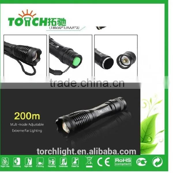 Strong Light Flashlight Self Defense SOS T6 Professional 2000 Lumens Lanterna Led Zoomable Flashlight 18650 Battary photo-6