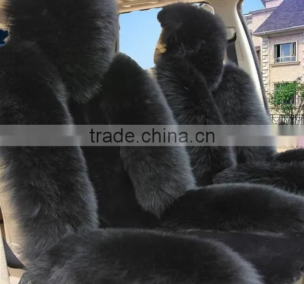 Customized Luxury Sheepskin Long Fur Car Seat Covers Lambskin Fur Car Seat Cushion Cover Universal in Winter photo-5
