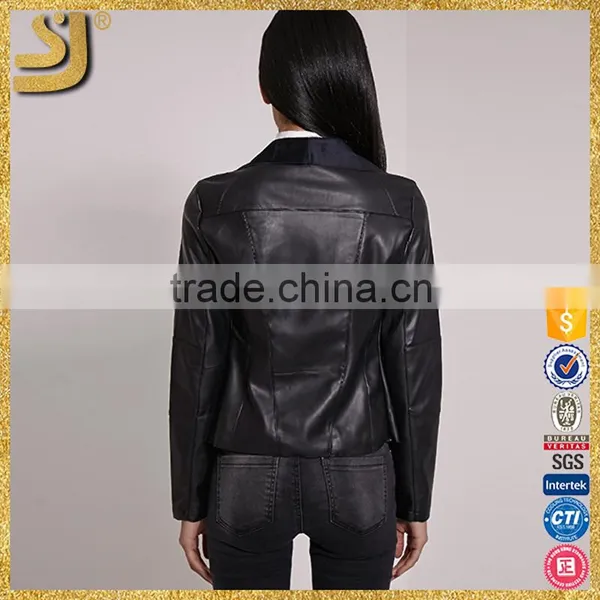 BLACK FAUX LEATHER WATERFALL JACKET photo-2