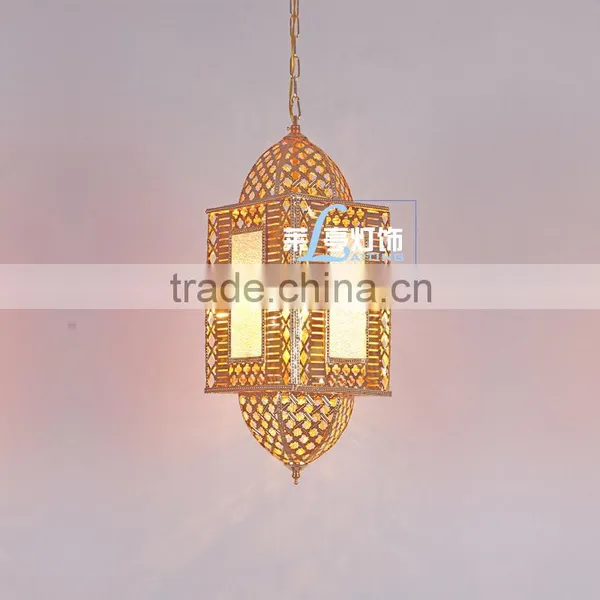Antique Glass Moroccan Style Hanging Lantern Pendant Lighting photo-3