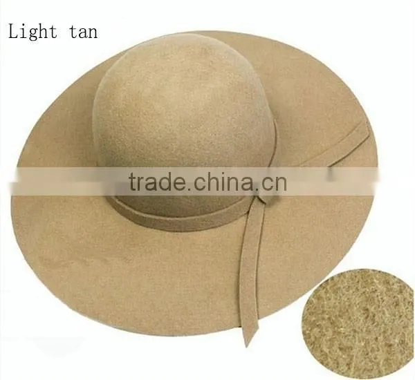 Factory Price Soft Faux Ladies Wide Brim Wool Felt Hat photo-4