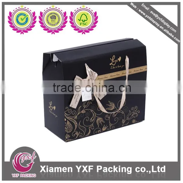 Ribbon Handle Black Paper Box photo-2