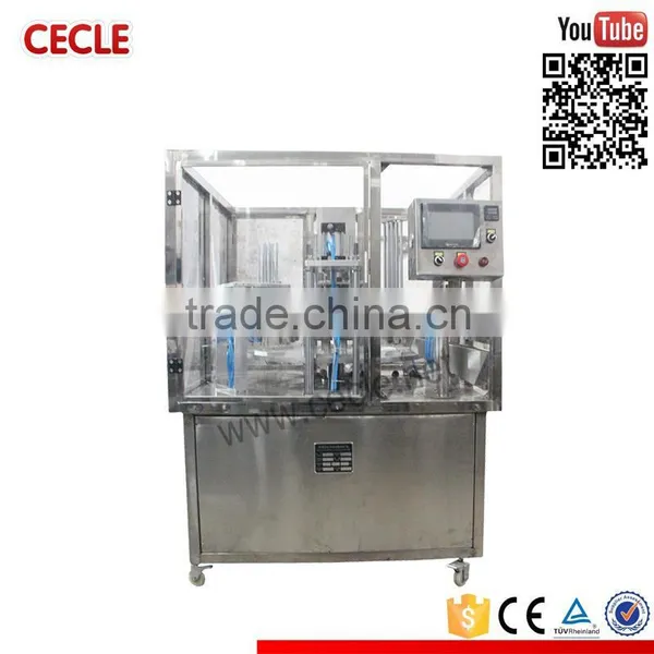 CF-1 high quality rotary mineral water plastic cup filling and sealing machine