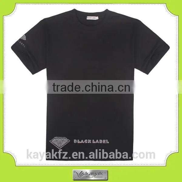 Custom Black Loose Print Cotton Round Neck Tshirts photo-3