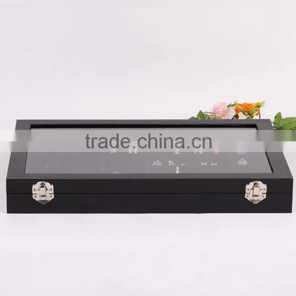 Factory Wholesale Custom High Density Board Leather Jewelry Box, Black Ring Box photo-3