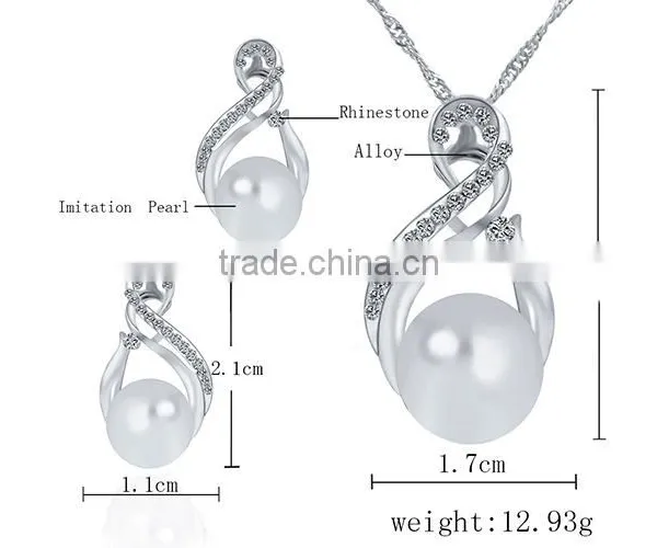 Small Order China Wholesale Necklace With Pearl Earring Gold 3pcs Jewelry Set Korean photo-3