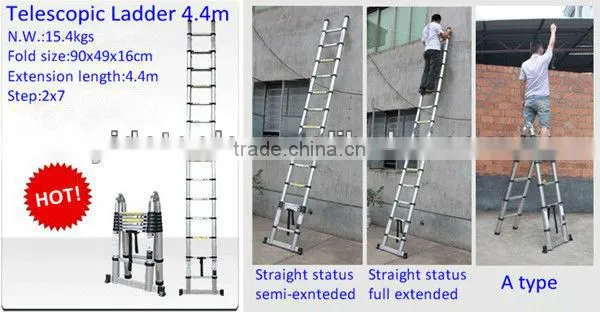 2x8 Steps 5m En131 Aluminum Folding Telescopic Ladder photo-2