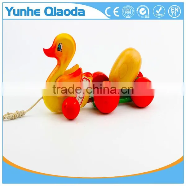 Colorful Pull Along Wiggles Duck With One Egg Wooden Toy Wiggles as You Pull They Make a Fun Baby photo-6