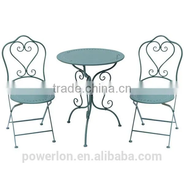 Lovely Stylish Wrought Iron Patio Set Outdoor Furniture 2 Chairs 60cm Round photo-4