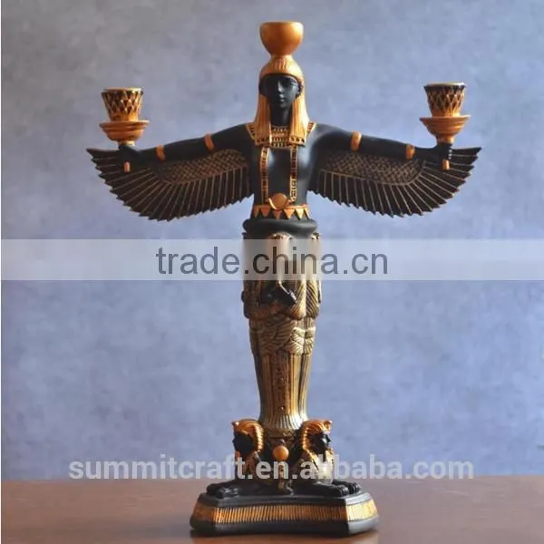 Resin Egyptian Statues Home Goods Antique 3 Tier Candle Holder photo-3